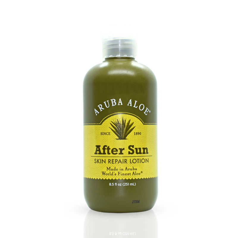 Front of 8.5 fl oz bottle of Aruba Aloe After Sun Skin Repair Lotion