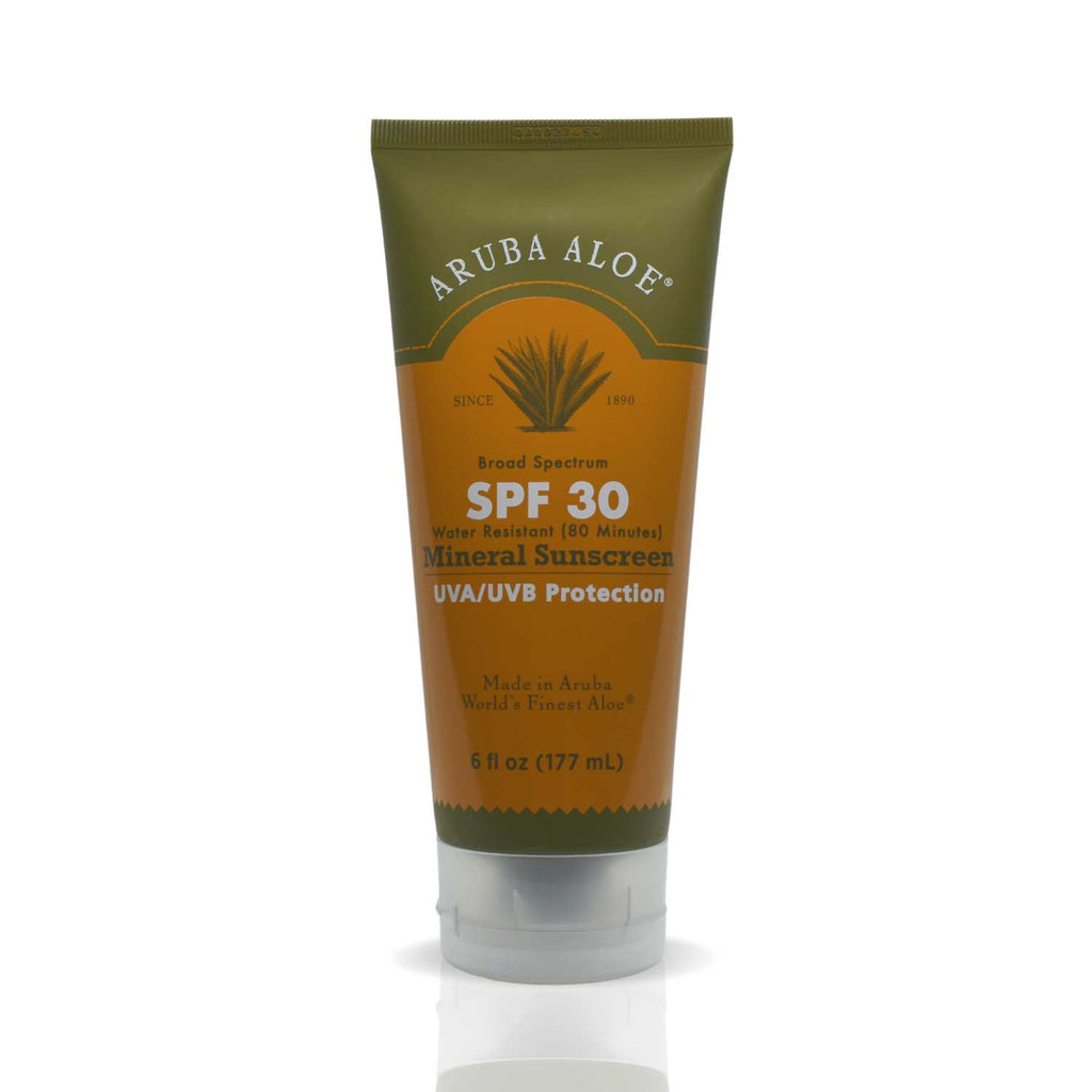 Aruba Aloe Water Resistant SPF 30 Mineral Sunscreen Tube front, white background