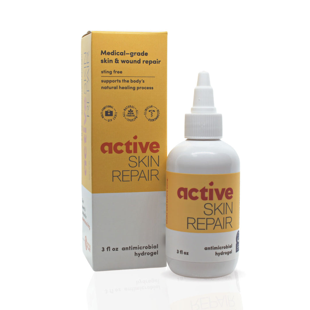 Active Skin Repair Hydrogel bottle and box white background