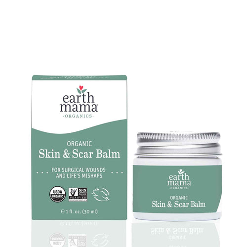 Earth Mama Organic Skin and Scar Balm box and can white background
